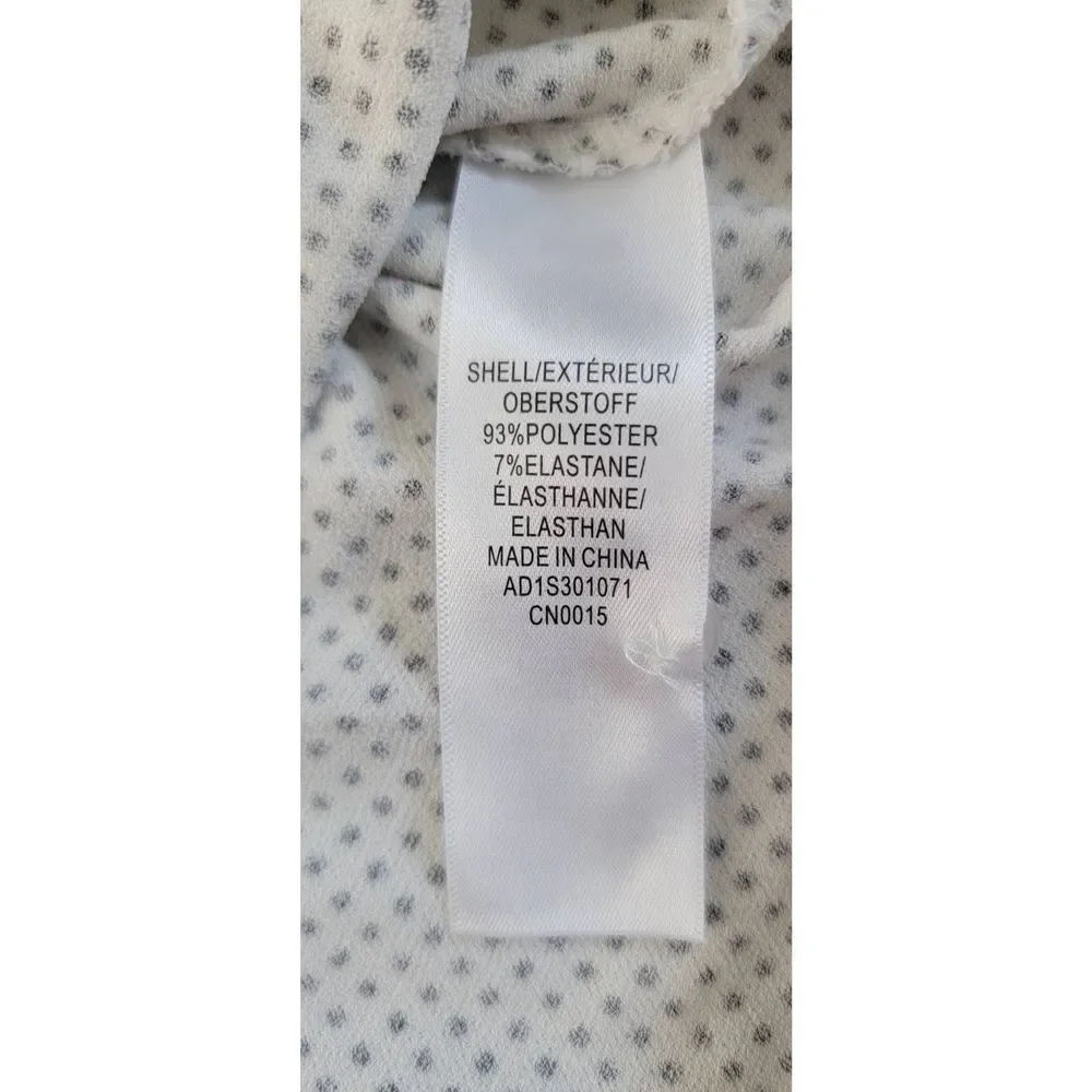 Adrianna Papell Top Blouse Women’s Medium White Black Polka Dot Long Sleeve - Picture 9 of 13